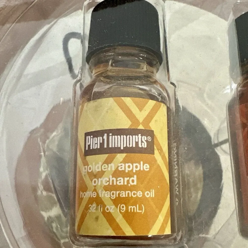 NIB Pier‎ 1 Imports Spiced Cake & Golden Apple Orchard Oil & Warmer NEW Set